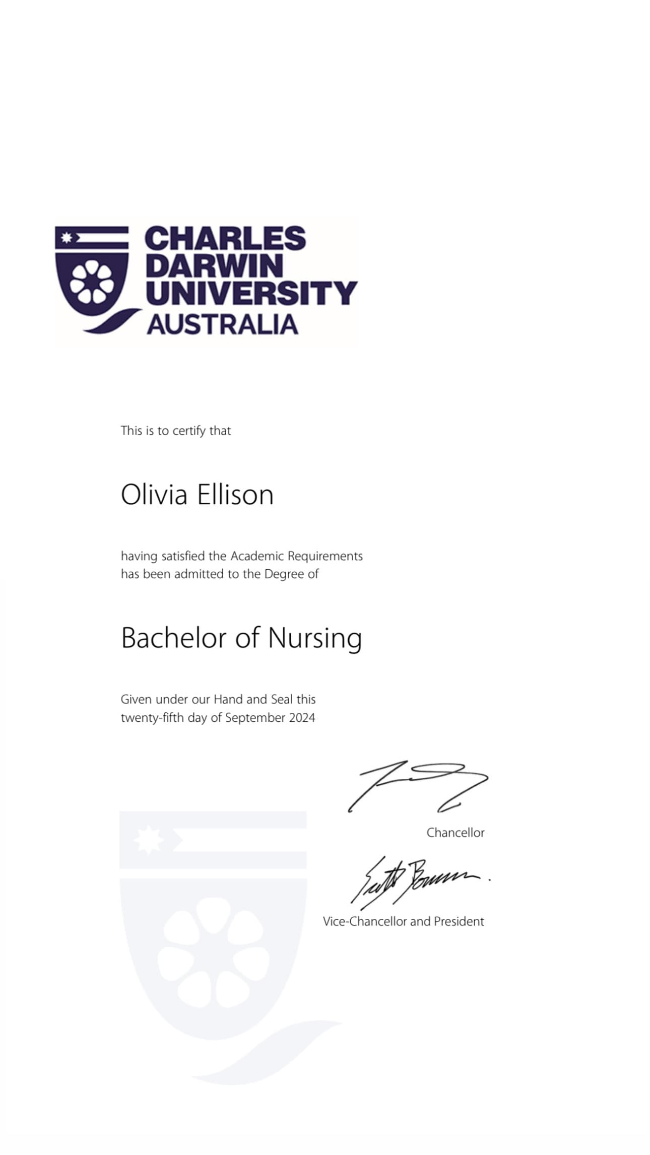 Bachelor of Nursing, Charles Darwin University